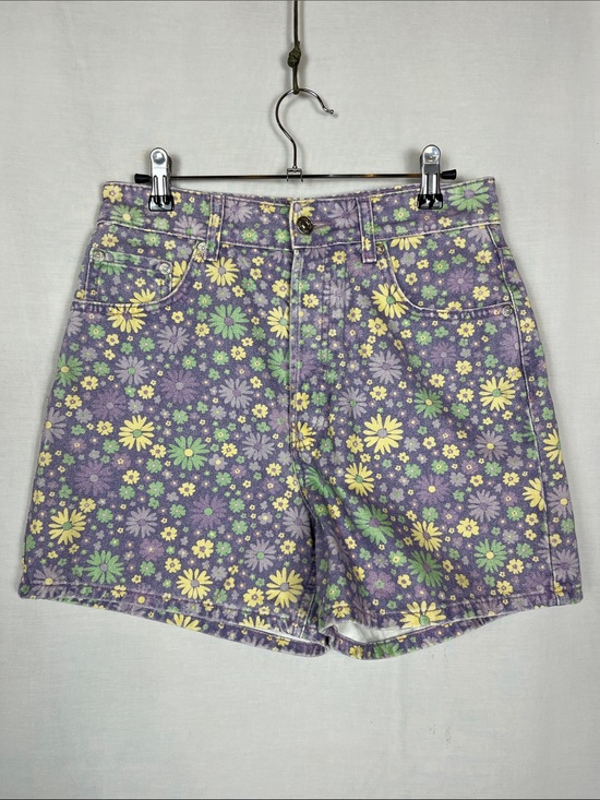 Zara Pants - Zara Purple and Floral Pastel Cotton Button Fly Shorts